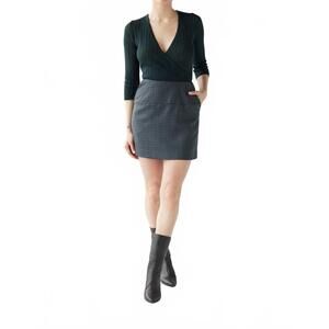 NEW ROSE VELVET zhenya skirt in evergreen houndstooth